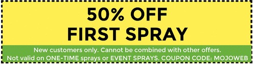 Coupon that says 50% off first mosquito spray 